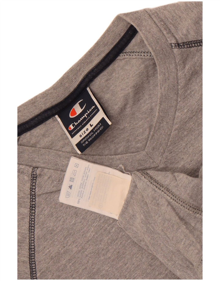 Camiseta masculina Champion grande algodão manchado cinza