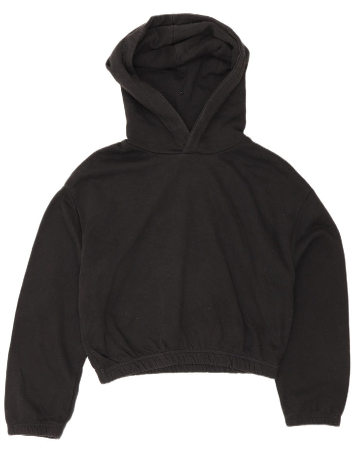 Zara Womens Crop Hoodie Jumper Reino Unido 14 Médio Preto