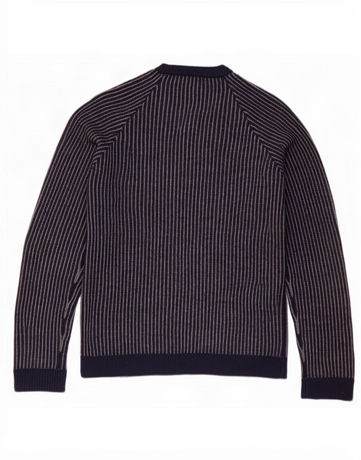 Suéter masculino Cos com gola redonda e lã listrada azul marinho pequena