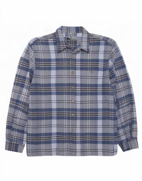 Camisa masculina de flanela Fellini 2XL algodão xadrez azul