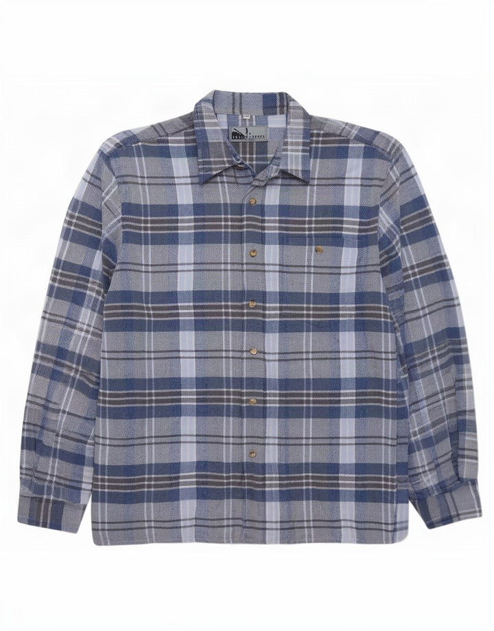 Camisa masculina de flanela Fellini 2XL algodão xadrez azul