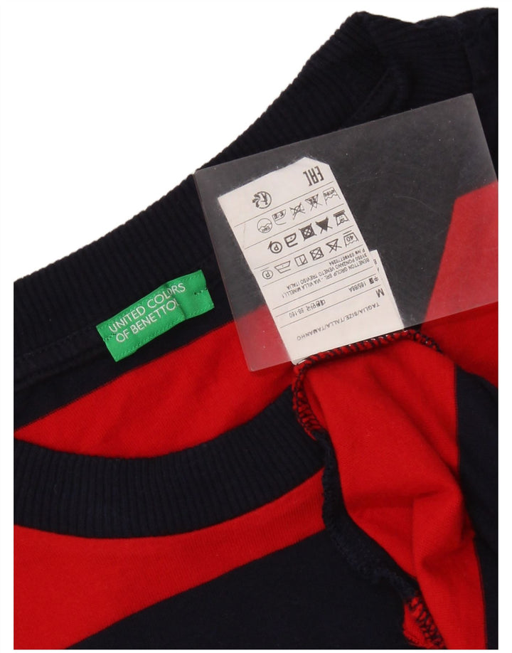 Camiseta masculina BENETTON de algodão listrado azul marinho médio