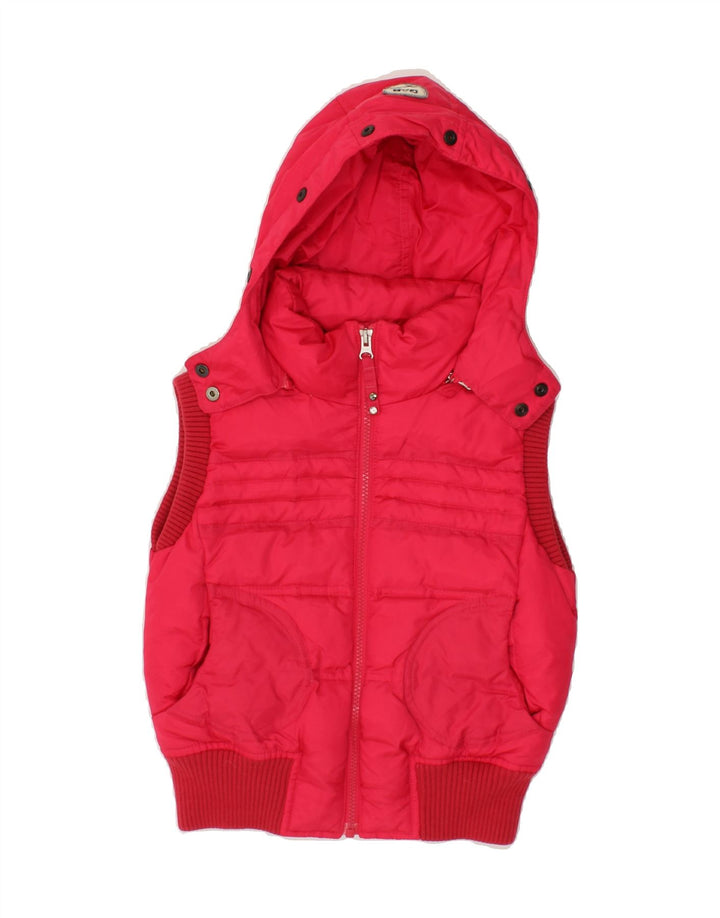GAS Girls Hooded Padded Gilet 7-8 Years Pink Vintage Gas and Second-Hand Gas from Messina Hembry 