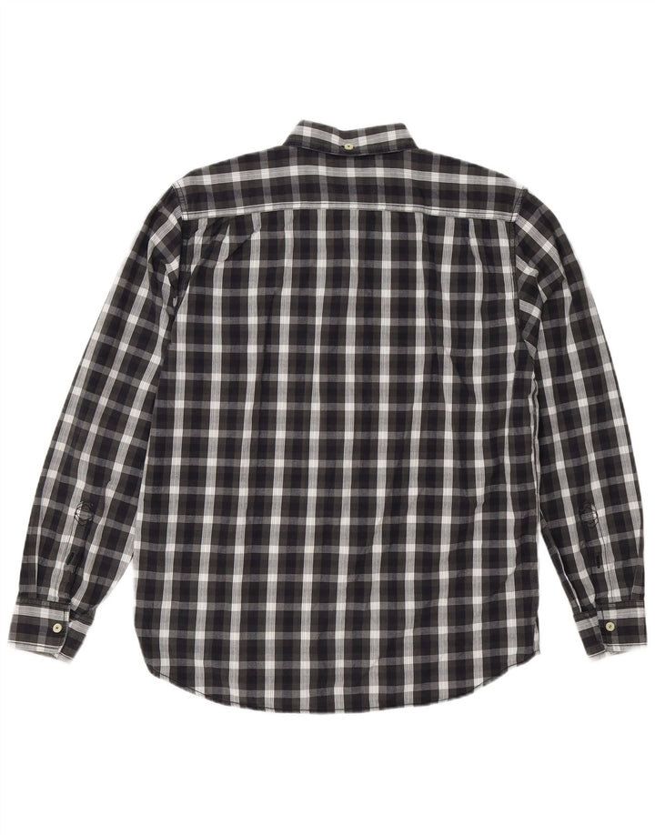 Camisa masculina Wrangler de algodão xadrez preto médio