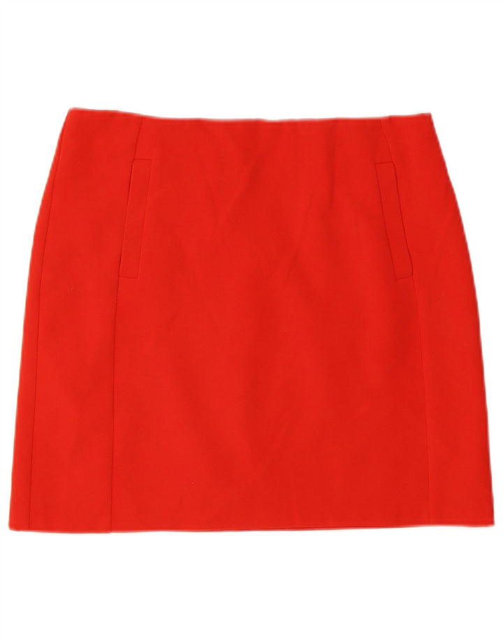 Minissaia feminina Marks & Spencer Reino Unido 12 médio W30 poliéster vermelho
