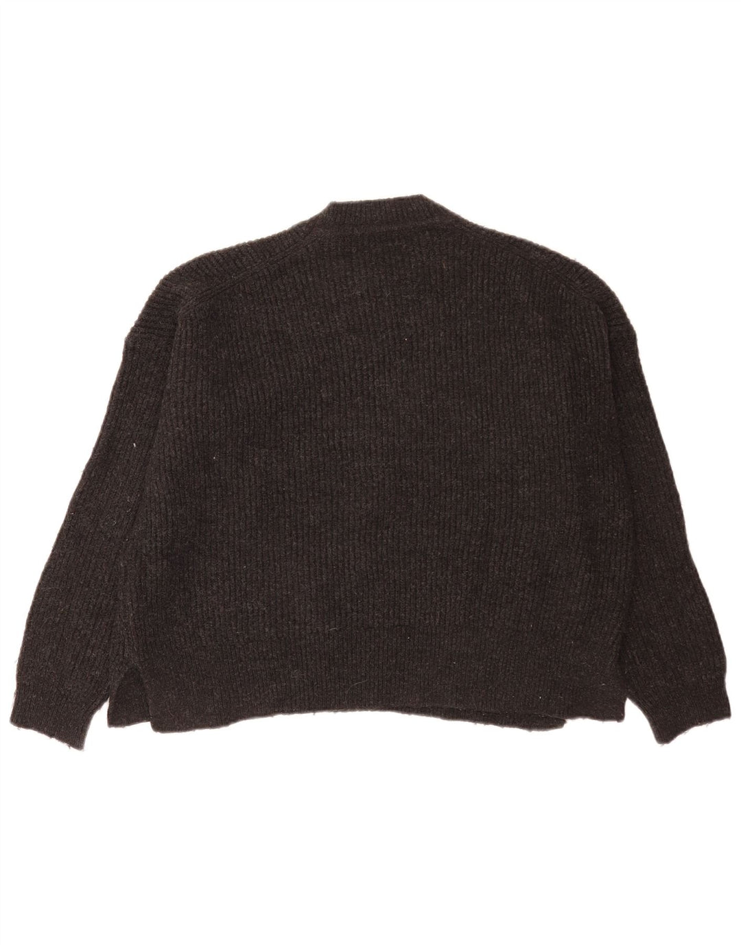 Suéter Zara feminino cropped oversized com gola redonda Reino Unido 10 pequeno cinza