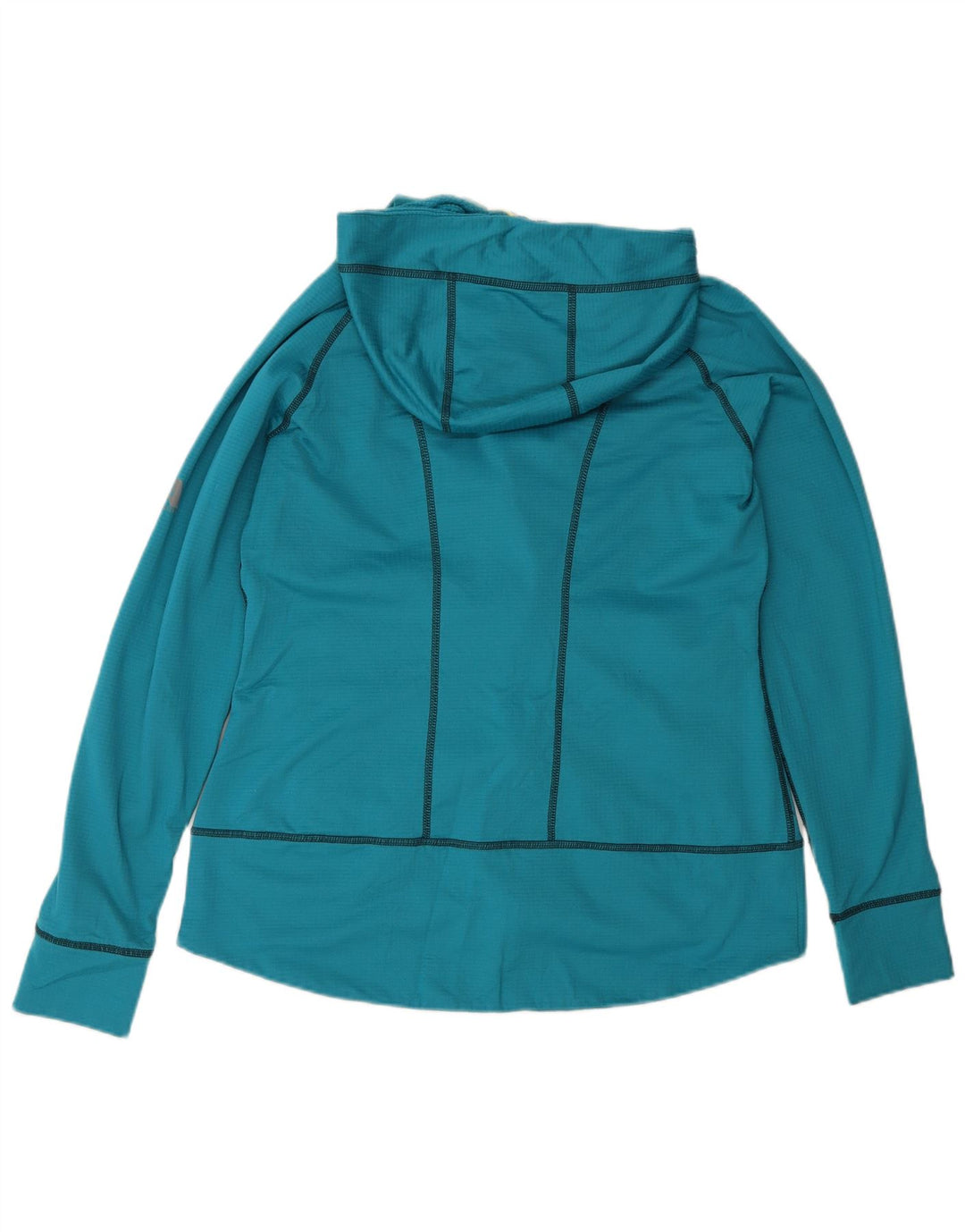 Suéter feminino Eddie Bauer com capuz e zíper Reino Unido 16 poliéster azul grande
