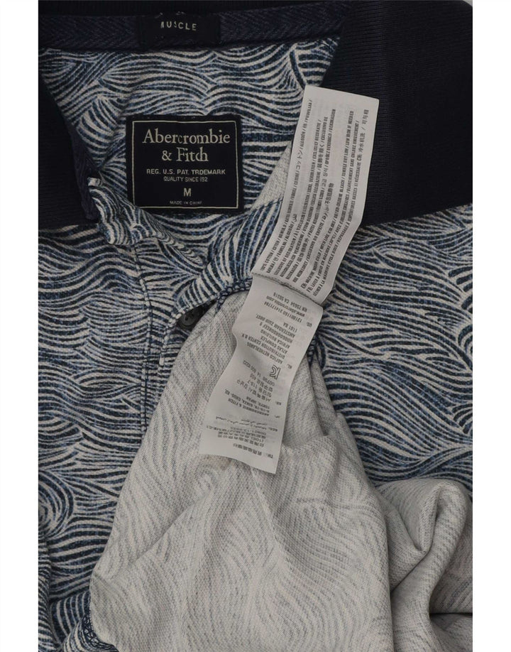 Camisa polo masculina Abercrombie & Fitch Muscle Abstract Pattern azul médio