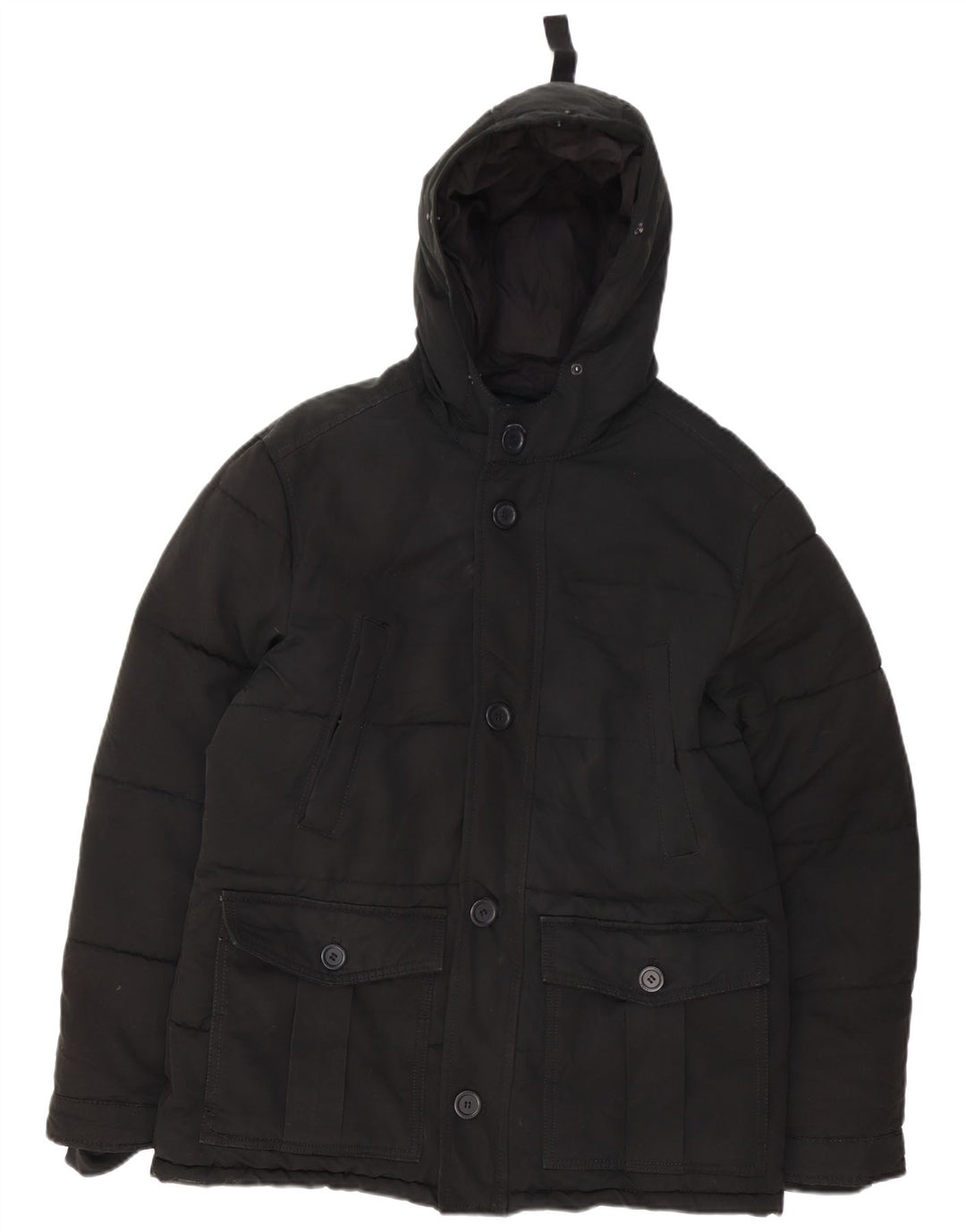 Zara Jaqueta masculina acolchoada com capuz UK 38 Médio Preto