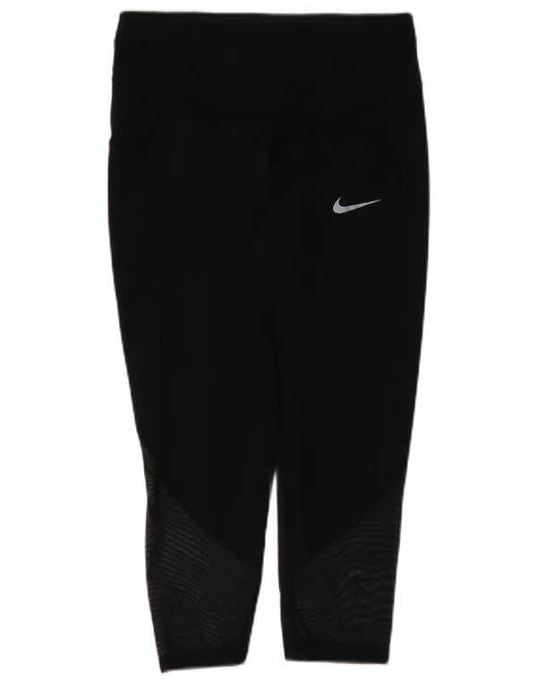 Nike Womens Dri Fit Leggings UK 8 Small Black Geometric Polyester