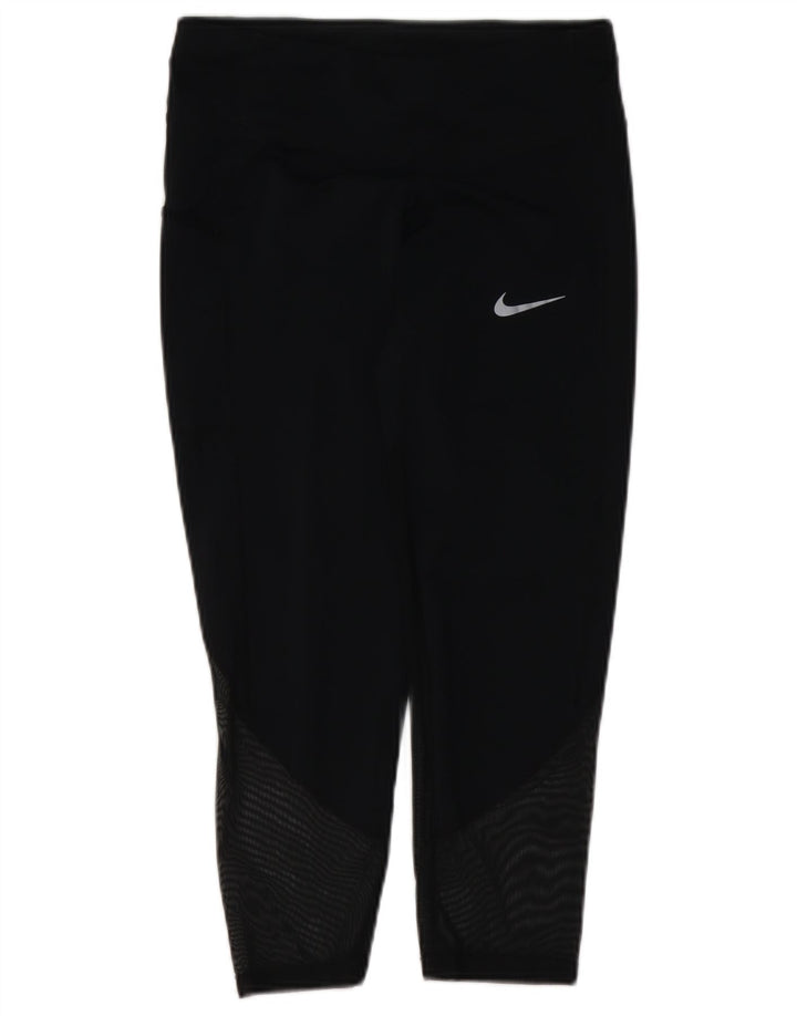 Leggings Nike Womens Dri Fit UK 8 Pequeno Poliéster Geométrico Preto