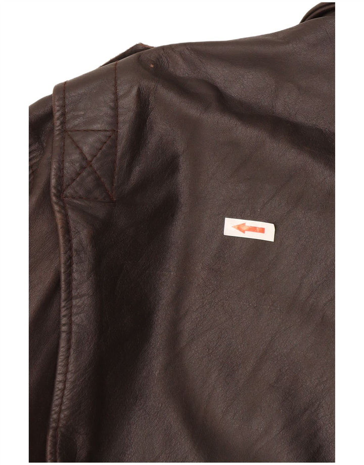 Jaqueta de couro masculina vintage UK 42 XL marrom