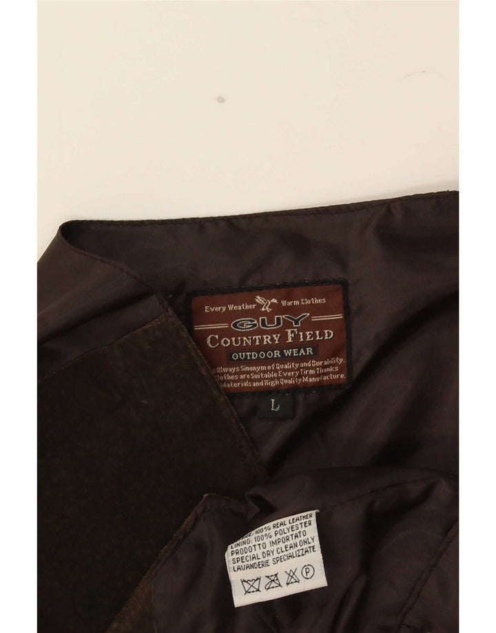 Colete masculino vintage de camurça grande couro marrom