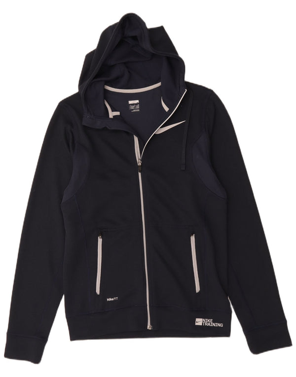 Suéter Nike masculino com capuz e zíper Reino Unido 34/36 pequeno azul marinho poliéster