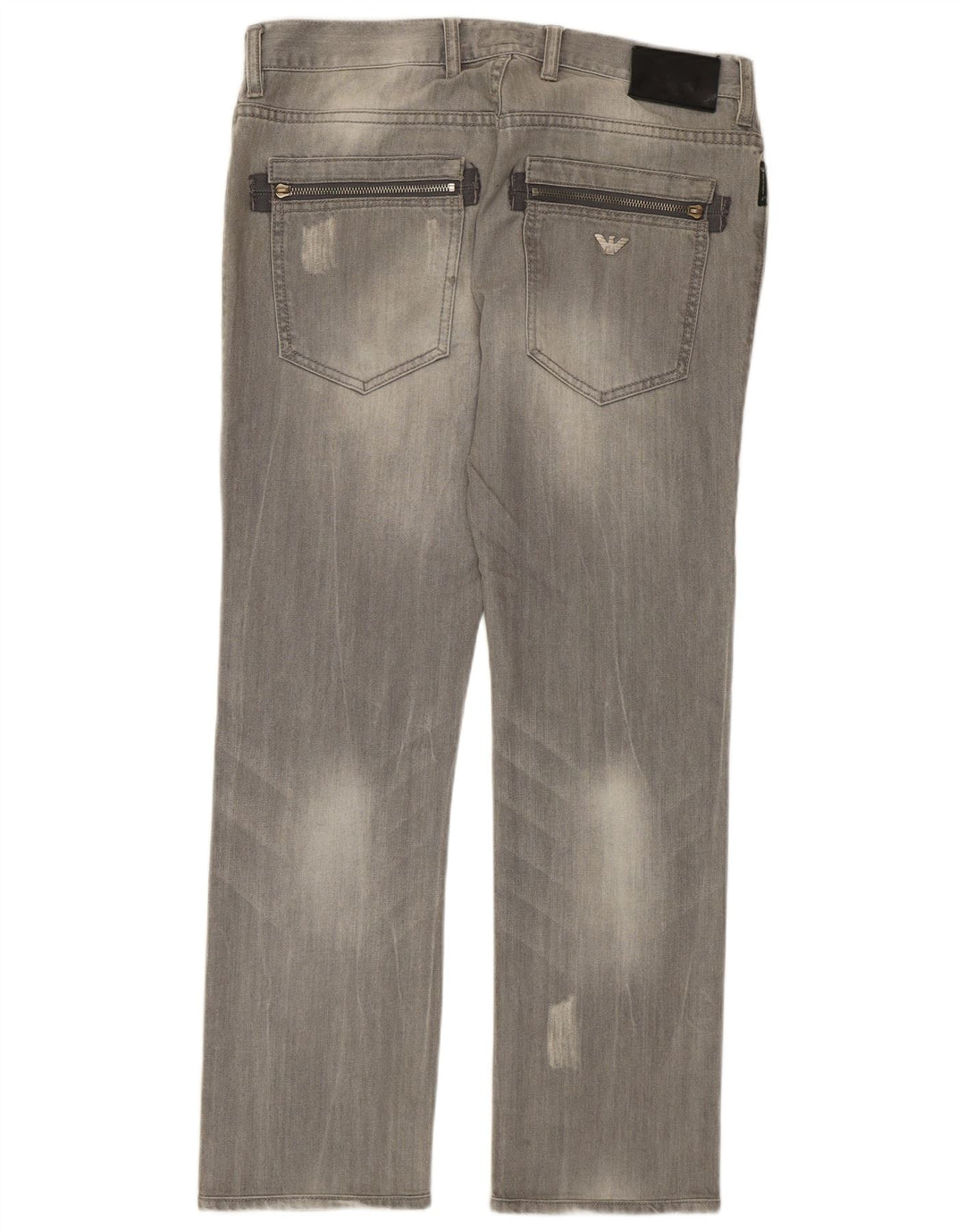 Calça jeans reta masculina Armani desgastada W32 L29 algodão cinza