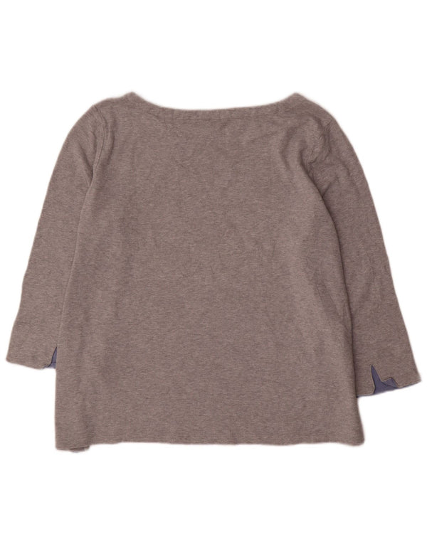Top feminino Nautica manga 3/4 UK 18 XL algodão cinza