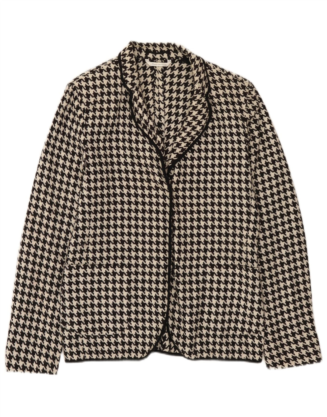 Jaqueta blazer feminina Max Mara Reino Unido 10 pequena lã houndstooth preta