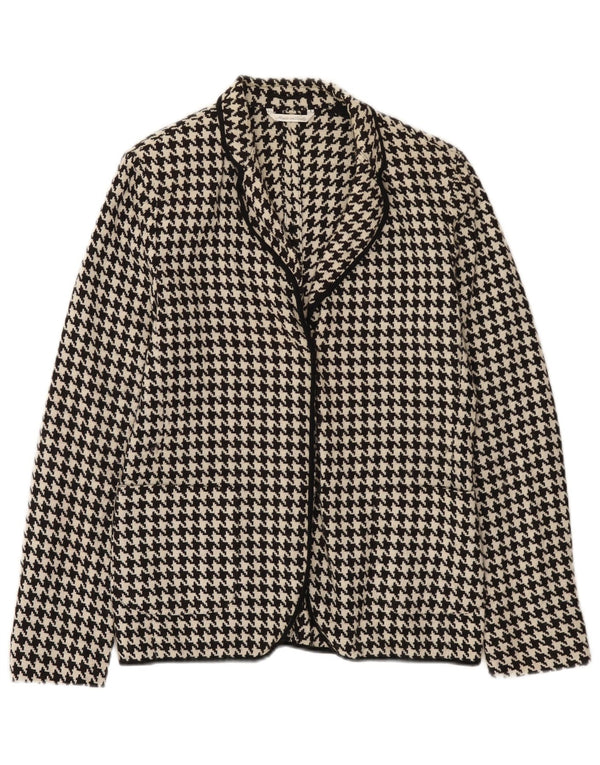 Max Mara Womens Blazer Jacket UK 10 Small Black Houndstooth Wool