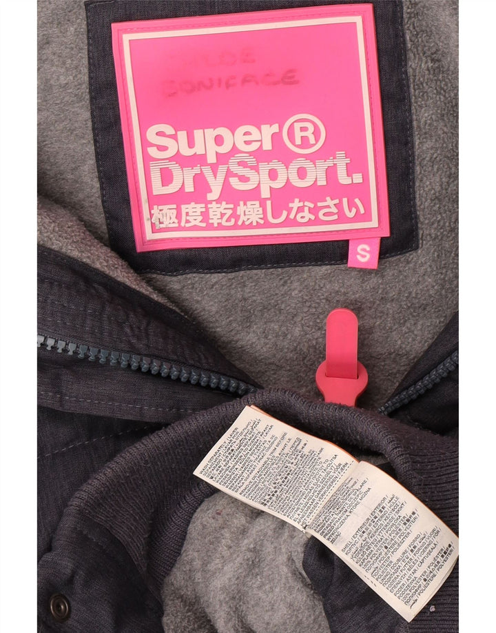 Jaqueta acolchoada bomber com capuz feminina Superdry UK 8 poliéster cinza pequeno