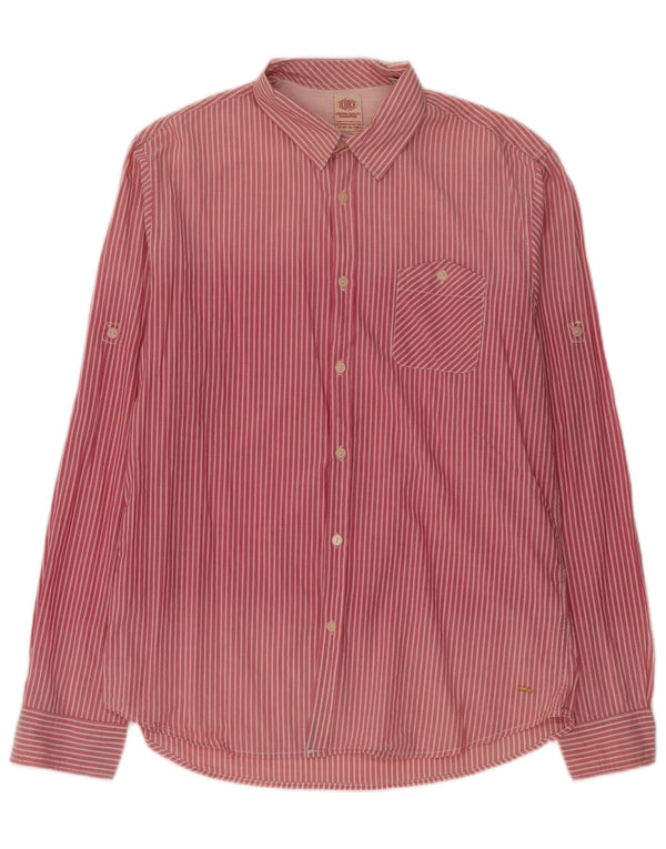 Camisa masculina Scotch & Soda grande algodão listrado rosa