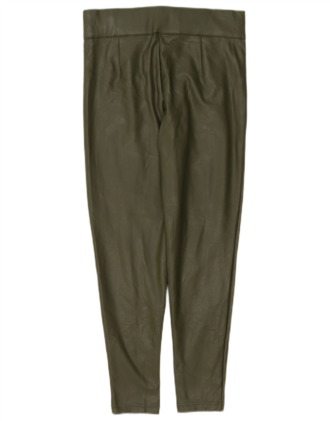 Leggings femininas de couro sintético Marks & Spencer Reino Unido 10 poliéster verde pequeno