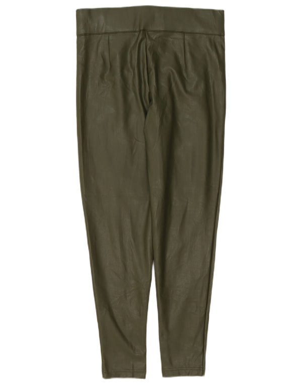 Leggings femininas de couro sintético Marks & Spencer Reino Unido 10 poliéster verde pequeno
