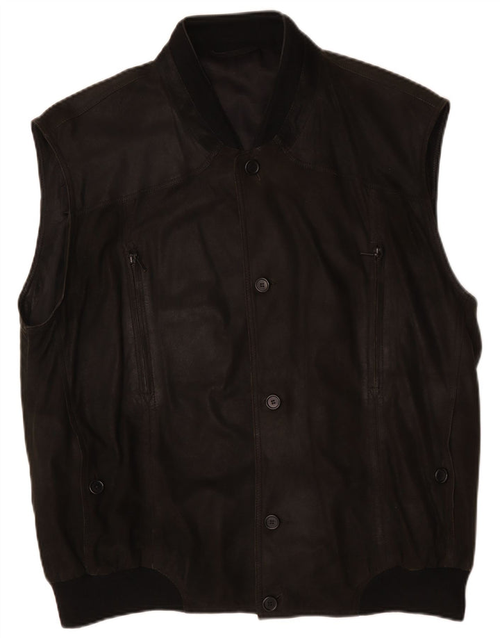 Colete masculino de couro Striwa IT 58 4XL couro preto