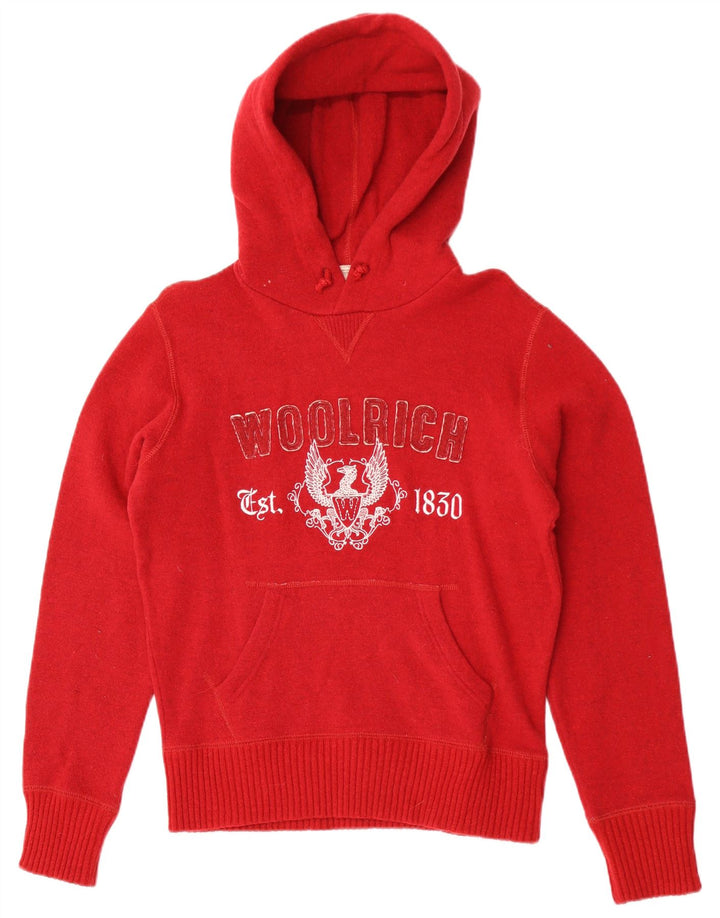 Suéter masculino Woolrich com capuz gráfico pequeno de lã vermelha