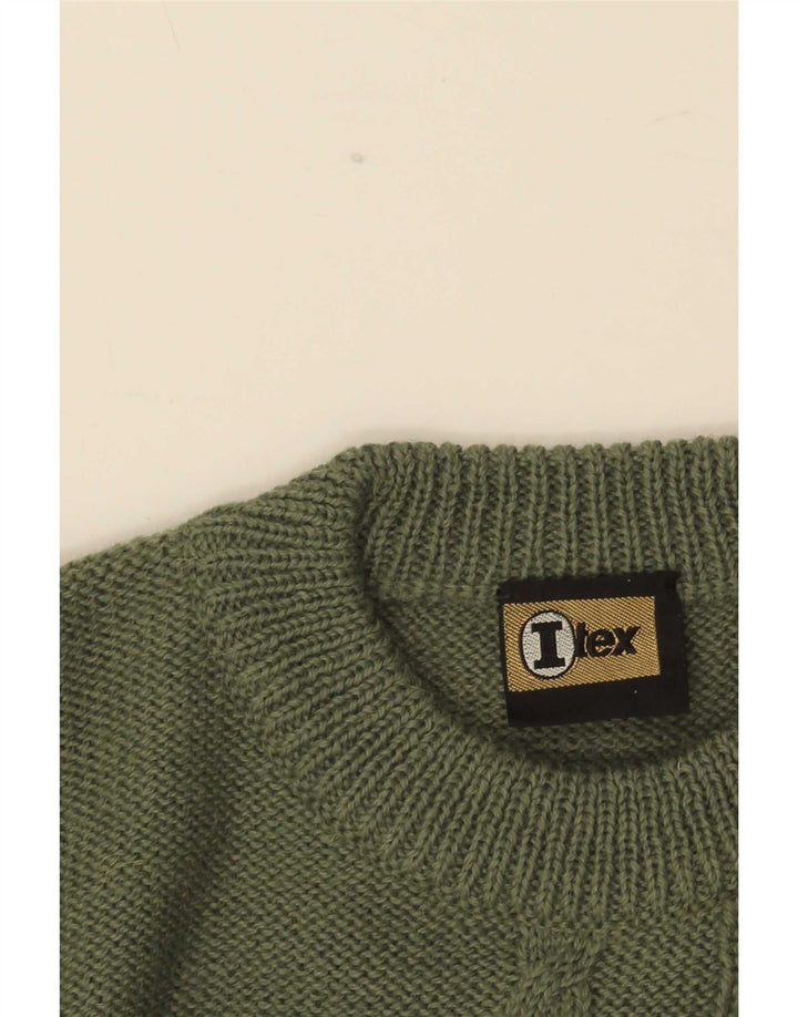 Suéter vintage masculino com gola redonda IT 50 verde médio
