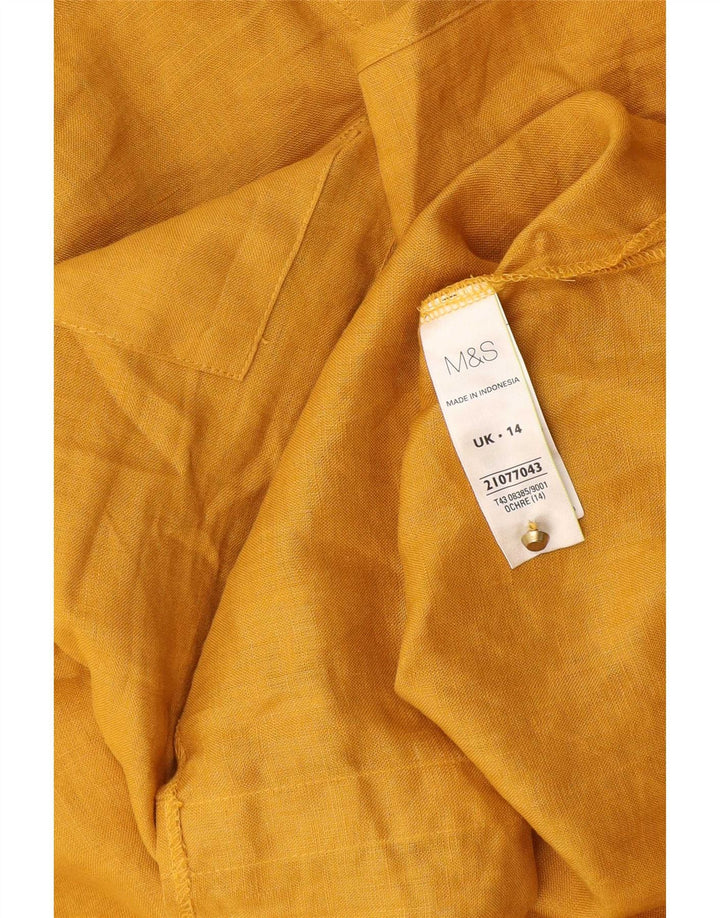 Blusa feminina Marks & Spencer UK 14 grande linho amarelo