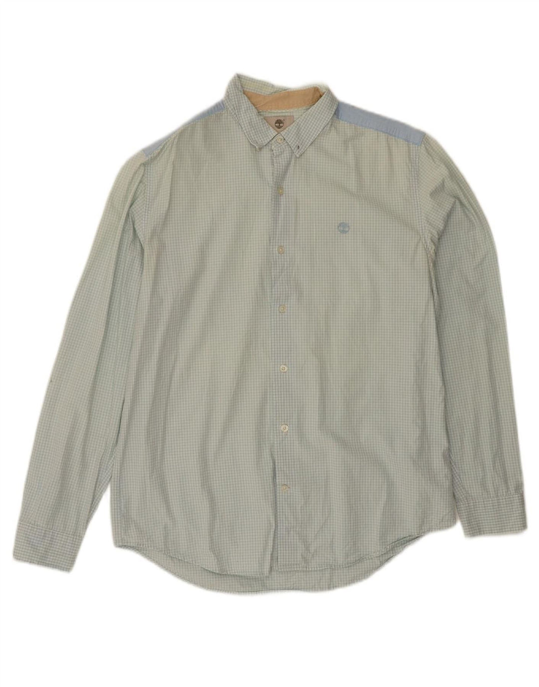 TIMBERLAND Mens Shirt Large Blue Gingham Cotton Vintage Timberland and Second-Hand Timberland from Messina Hembry 