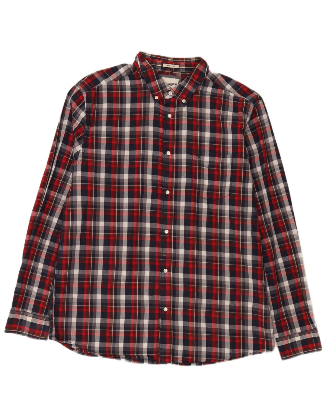 Camisa masculina de flanela Wrangler XL algodão xadrez vermelho