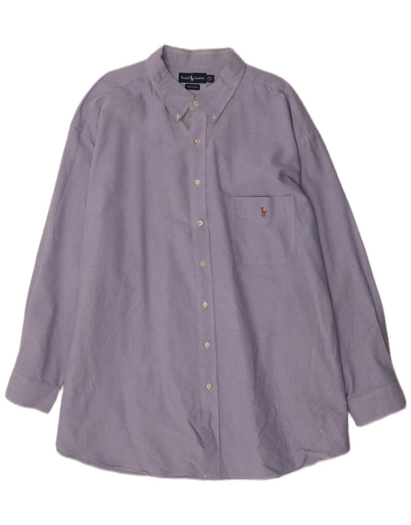 Camisa grande masculina Ralph Lauren 4XL algodão azul