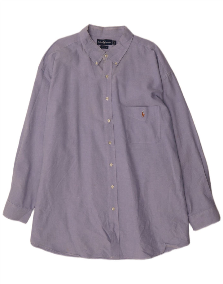 Camisa grande masculina Ralph Lauren 4XL algodão azul
