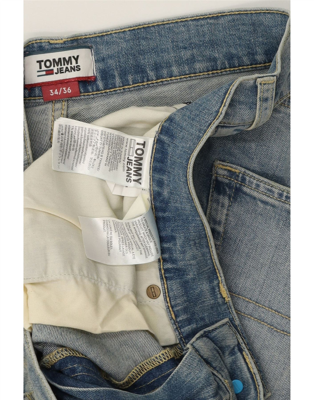 TOMMY HILFIGER Jeans Masculino Reto W34 L36 Azul Algodão