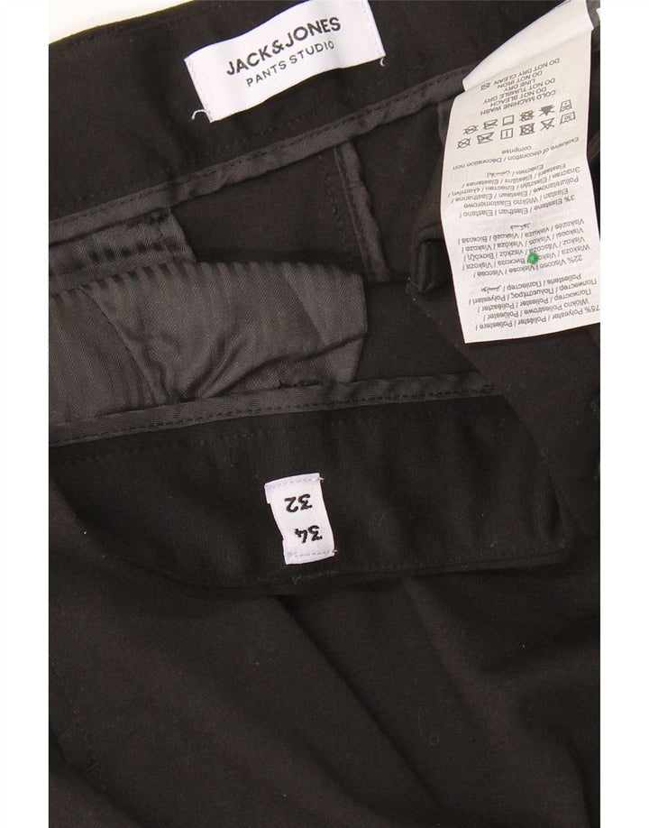 Calça casual justa masculina Jack & Jones W34 L32 poliéster preto