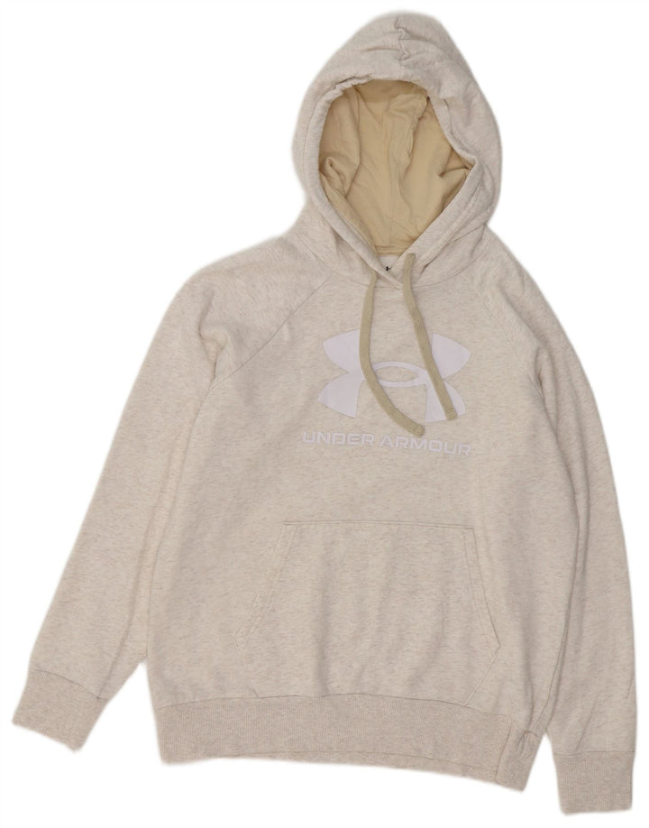 UNDER ARMOUR Suéter com capuz gráfico feminino UK 14 algodão cinza médio