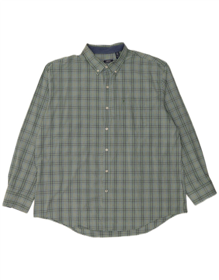 Camisa masculina IZOD 2XL algodão xadrez verde