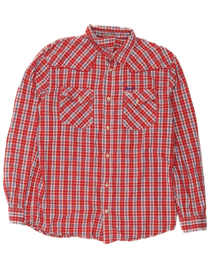 Camisa masculina Wrangler Regular Fit XL algodão xadrez vermelho