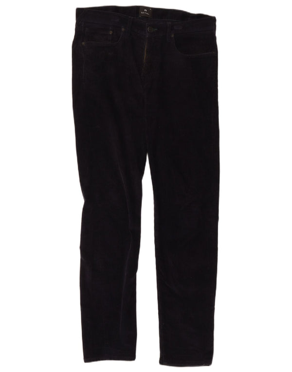 Calça masculina de veludo cotelê Paul Smith W30 L30 azul marinho algodão