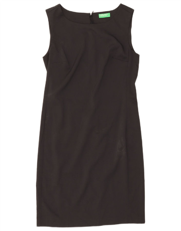BENETTON Womens Sleeveless Sheath Dress UK 10 Small Black Polyester