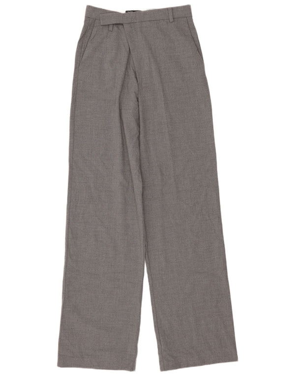 Zara Calça feminina de perna larga pequena W26 L31 cinza poliéster
