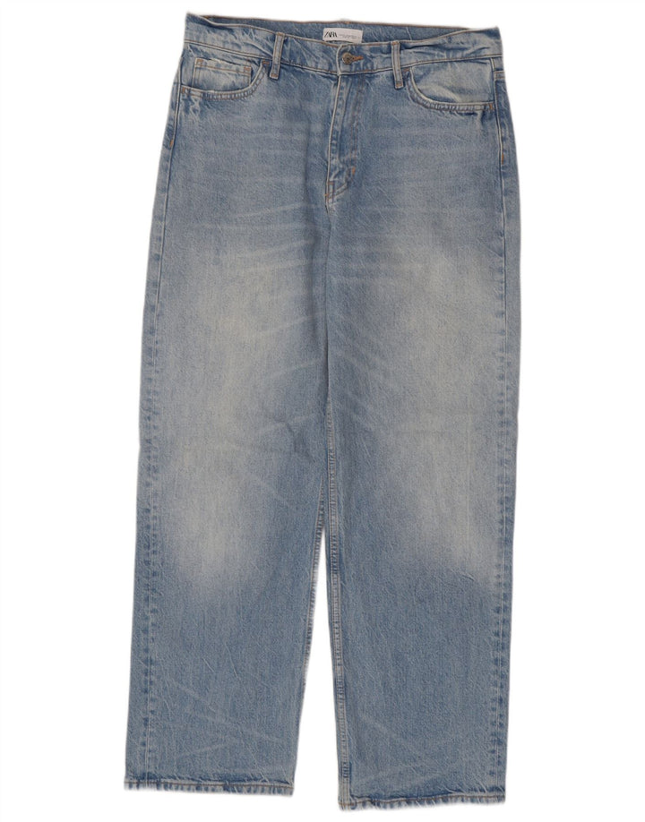 ZARA Jeans Soltos Femininos EU 42 Grande W32 L31 Azul