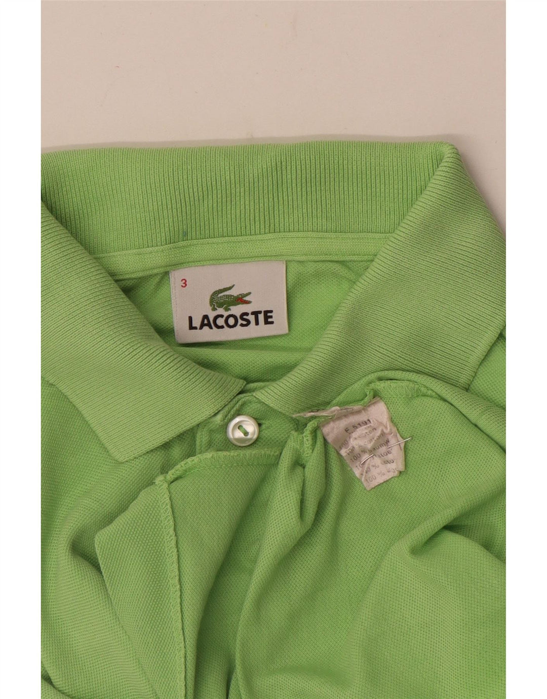 Camisa polo masculina Lacoste tamanho 3 pequeno algodão verde