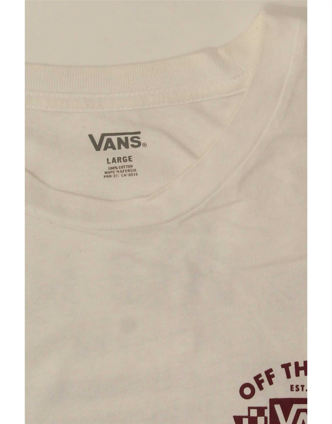 Camiseta Vans masculina gráfica grande algodão branco