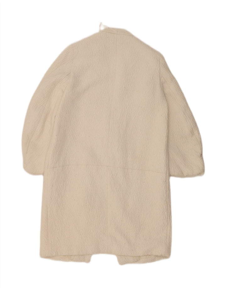 Sobretudo feminino Zara UK 14 médio off white poliéster