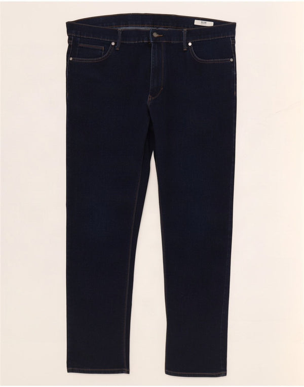 Marks & Spencer Mens Slim Jeans W40 L31 Azul Marinho Algodão