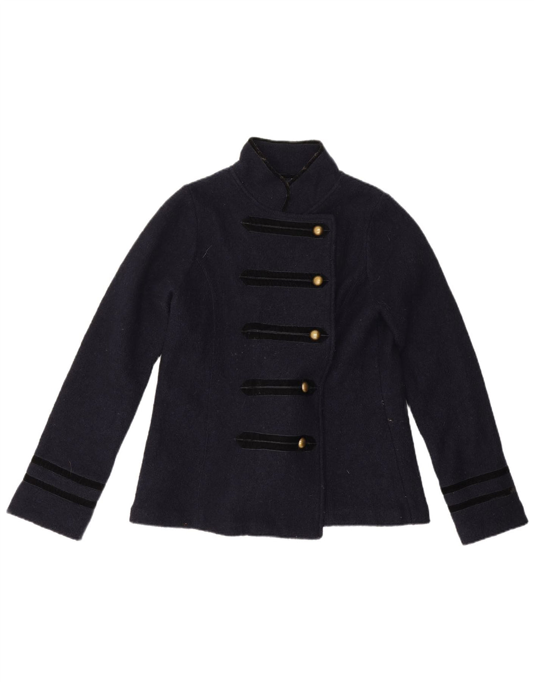 Jaqueta blazer feminina Zara com 5 botões Reino Unido 16 grande lã azul marinho