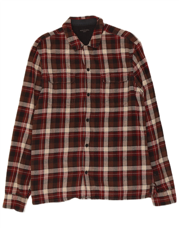 ALL SAINTS Mens Flannel Shirt Medium Multicoloured Check Cotton