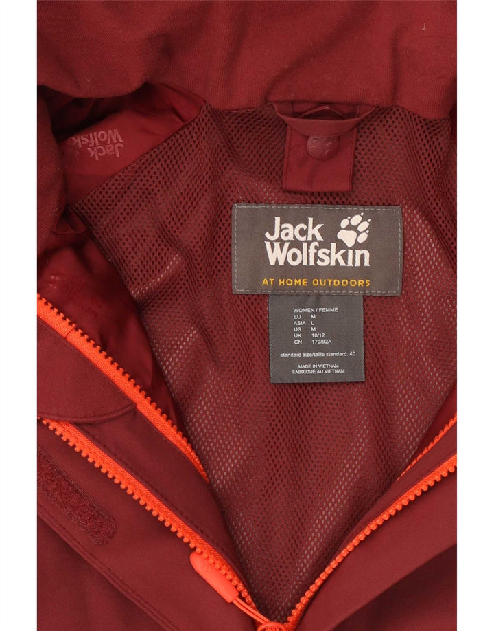 Jaqueta de chuva feminina Jack Wolfskin UK 10/12 médio Borgonha Colourblock